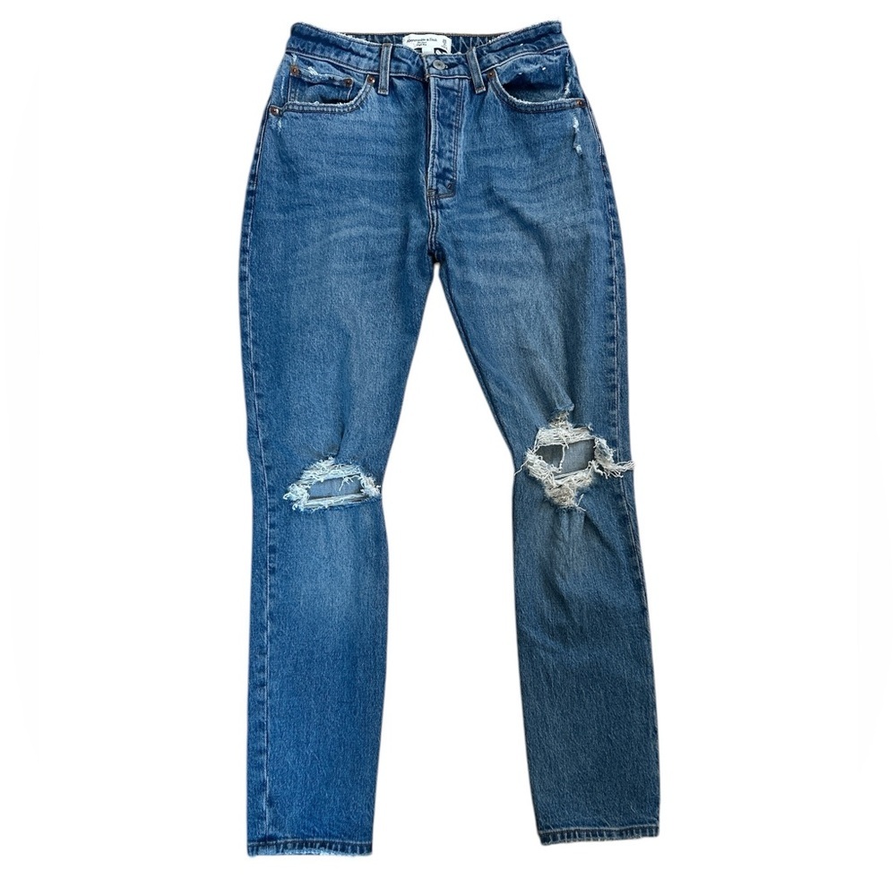 Abercrombie & Fitch Curve Love The Dad High Rise Distressed Denim Jeans size 26